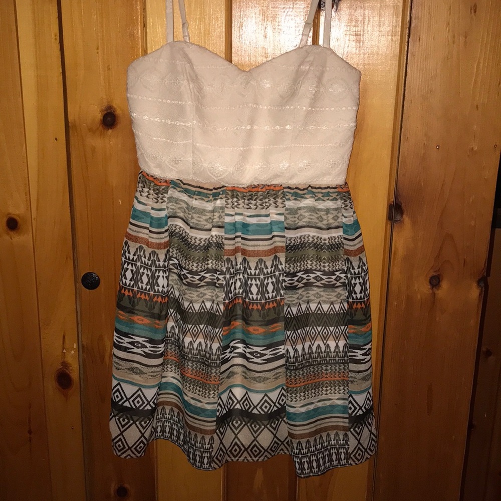 Aztec print with lace dress